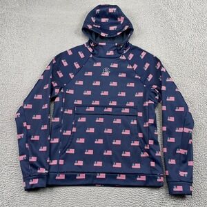 Googan Squad Hoodie Men M Blue American Flag All Over Print Performance Pullover